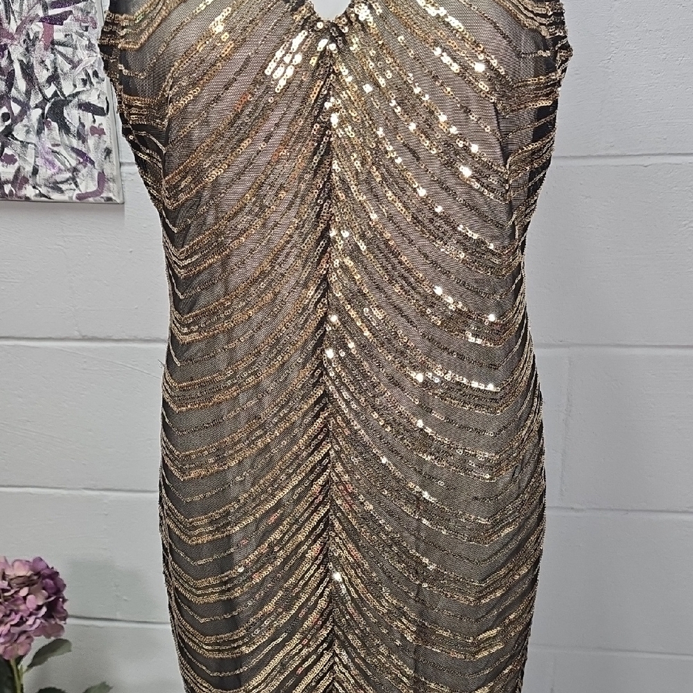 Fashion Nova Black and Gold Dress - Picture 3 of 12
